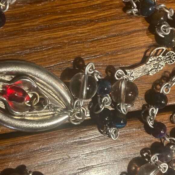 Handmade Feminist Rosary with Multi Color Tigers Eye and Glass Beads - Picture 2 of 3